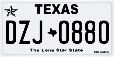 TX license plate DZJ0880