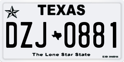 TX license plate DZJ0881
