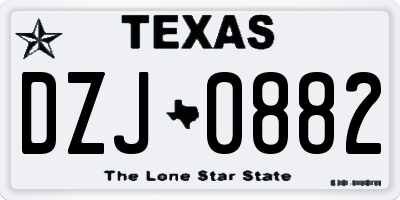 TX license plate DZJ0882