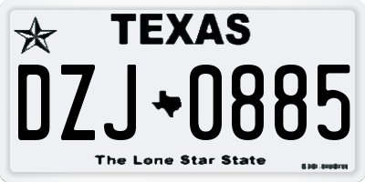 TX license plate DZJ0885