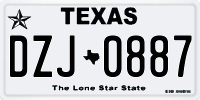 TX license plate DZJ0887