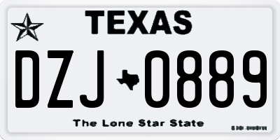 TX license plate DZJ0889