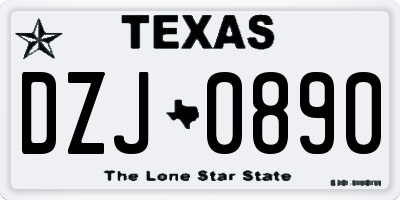 TX license plate DZJ0890