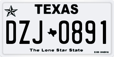 TX license plate DZJ0891