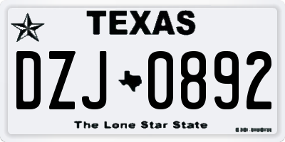 TX license plate DZJ0892