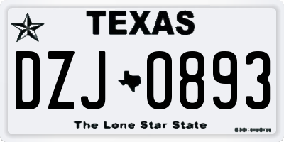 TX license plate DZJ0893