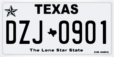 TX license plate DZJ0901