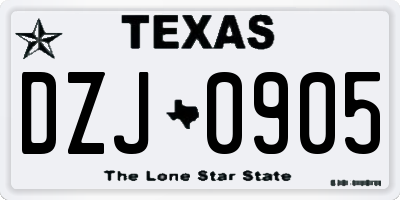 TX license plate DZJ0905