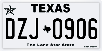 TX license plate DZJ0906