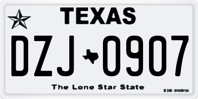 TX license plate DZJ0907