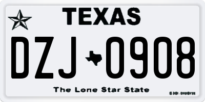 TX license plate DZJ0908