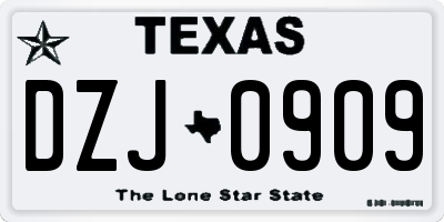 TX license plate DZJ0909