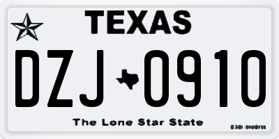 TX license plate DZJ0910