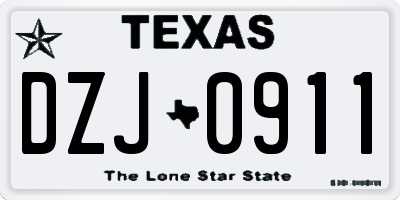 TX license plate DZJ0911