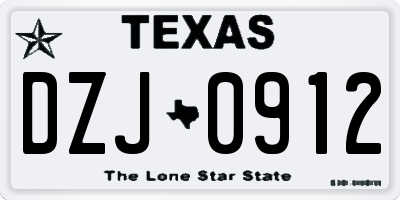 TX license plate DZJ0912