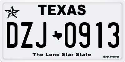 TX license plate DZJ0913