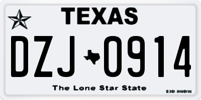 TX license plate DZJ0914