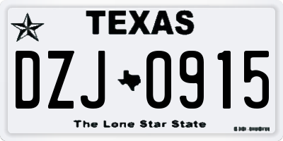 TX license plate DZJ0915