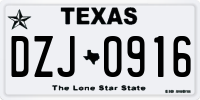 TX license plate DZJ0916