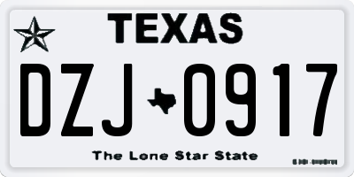 TX license plate DZJ0917
