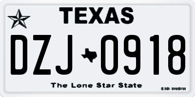 TX license plate DZJ0918