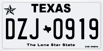 TX license plate DZJ0919