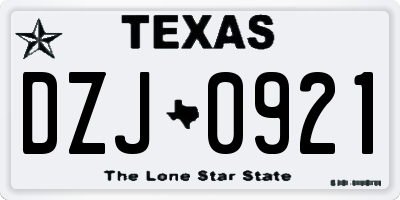 TX license plate DZJ0921