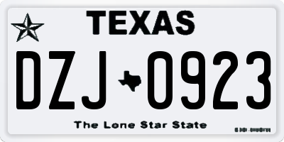 TX license plate DZJ0923