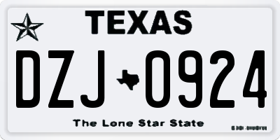 TX license plate DZJ0924