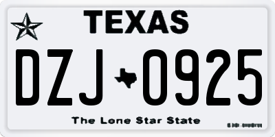 TX license plate DZJ0925