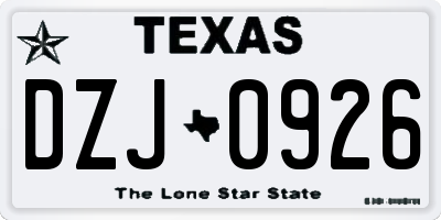 TX license plate DZJ0926
