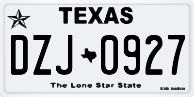TX license plate DZJ0927
