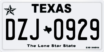 TX license plate DZJ0929