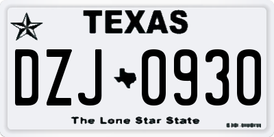 TX license plate DZJ0930