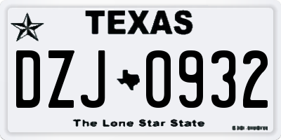 TX license plate DZJ0932