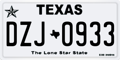 TX license plate DZJ0933