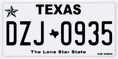 TX license plate DZJ0935