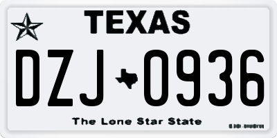 TX license plate DZJ0936