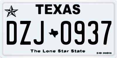TX license plate DZJ0937