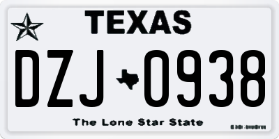 TX license plate DZJ0938