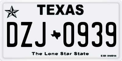 TX license plate DZJ0939