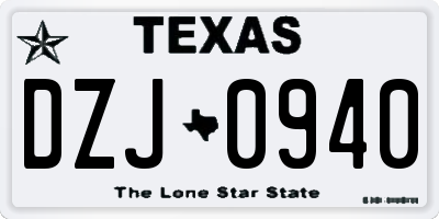 TX license plate DZJ0940
