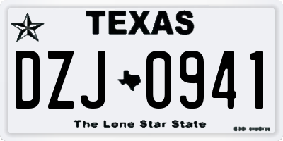 TX license plate DZJ0941