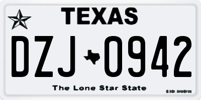 TX license plate DZJ0942
