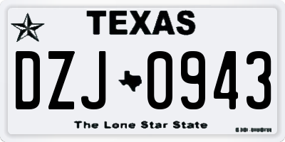 TX license plate DZJ0943