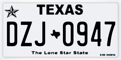 TX license plate DZJ0947