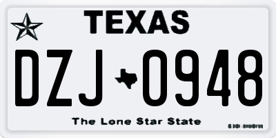 TX license plate DZJ0948