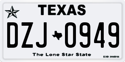 TX license plate DZJ0949