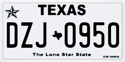 TX license plate DZJ0950