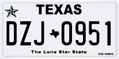 TX license plate DZJ0951
